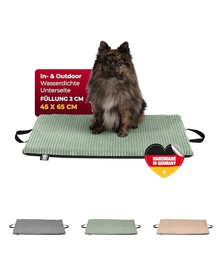 HS-Hundebett Hundematte In- und Outdoor (45x65 cm) Bequemes Reisebett Wasserfeste Unterseite Waschbar & robust Grün Made in Germany