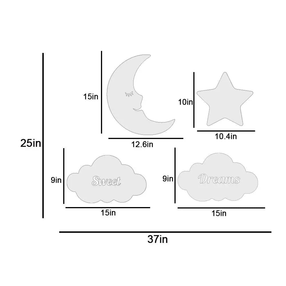DEKORSTATION Good Night Moon & Star Wooden Wall Decorative Backlit for Kids Room Décor 3