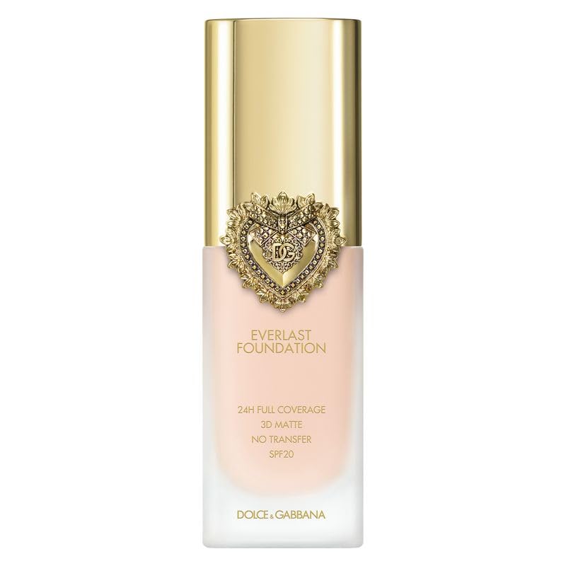 Dolce & Gabbana Everlast Foundation, Fondotinta Coprente 24H, SPF20, Effetto Opaco 3D, No Transfer