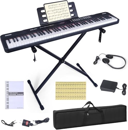 88 Key Piano Keyboard, Semi Weighted Electronic Digital Piano with Music Stand, Power Supply,...