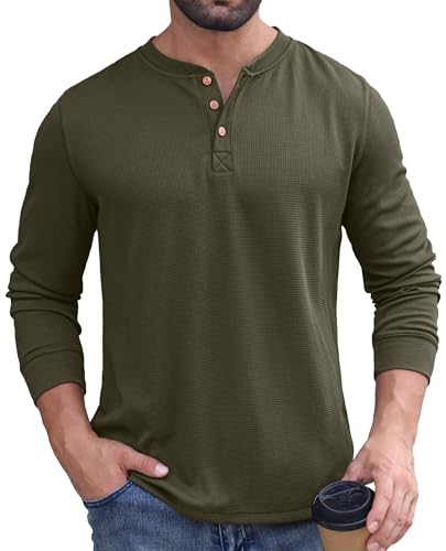 Sailwind Men's Waffle Henley Shirts Long Sleeve...