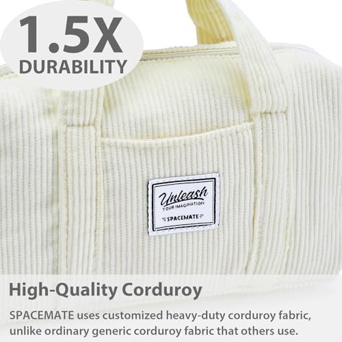 Image of SPACEMATE Pencil Case Pouch Box Bag School Supplies Girls Boys Kids, Cute Preppy Stuff Large Big Capacity Aesthetic Pen Organizer, Back to College Stationary, Beige, Corduroy Style, 1800ml