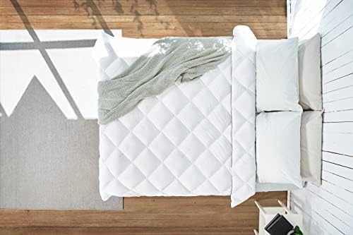 OZZ TEXTILE Bamboo Luxury Hotel Comforter %100 Turkish Cotton Cover 3-D Box Stitched Adaptive Climate Control Perfect Warmth and Cooling Breathable Duvet All Season (King Size)