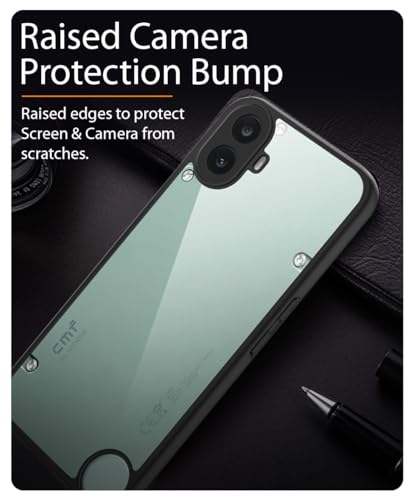 Image of WOW IMAGINE Shockproof Hybrid Back Cover for Nothing CMF Phone 1 | Hard Slim fit Back Case | PC & TPU | Clear Transparent Case - Black