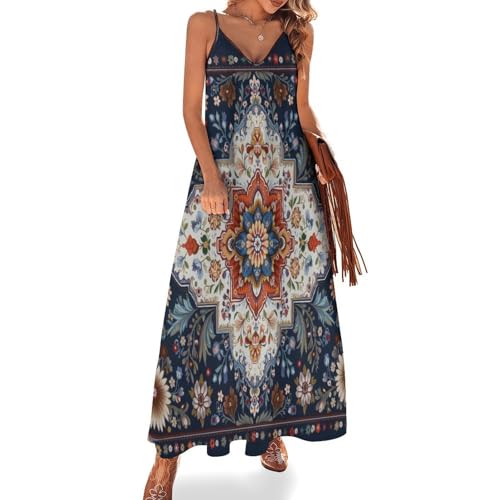 Robe longue femme boho fluide et ample grande taille bleue