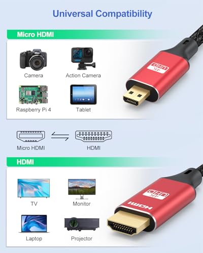 Cable Micro HDMI a HDMI de 25 pies largo y resistente para ver tu Raspberry Pi en el monitor 6
