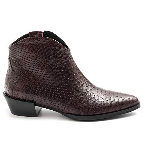 SANGIORGIO - Botas Texano Burdeos de piel pitonada - XPolia Anaconda Vino - Talla Rojo Size: 37 EU