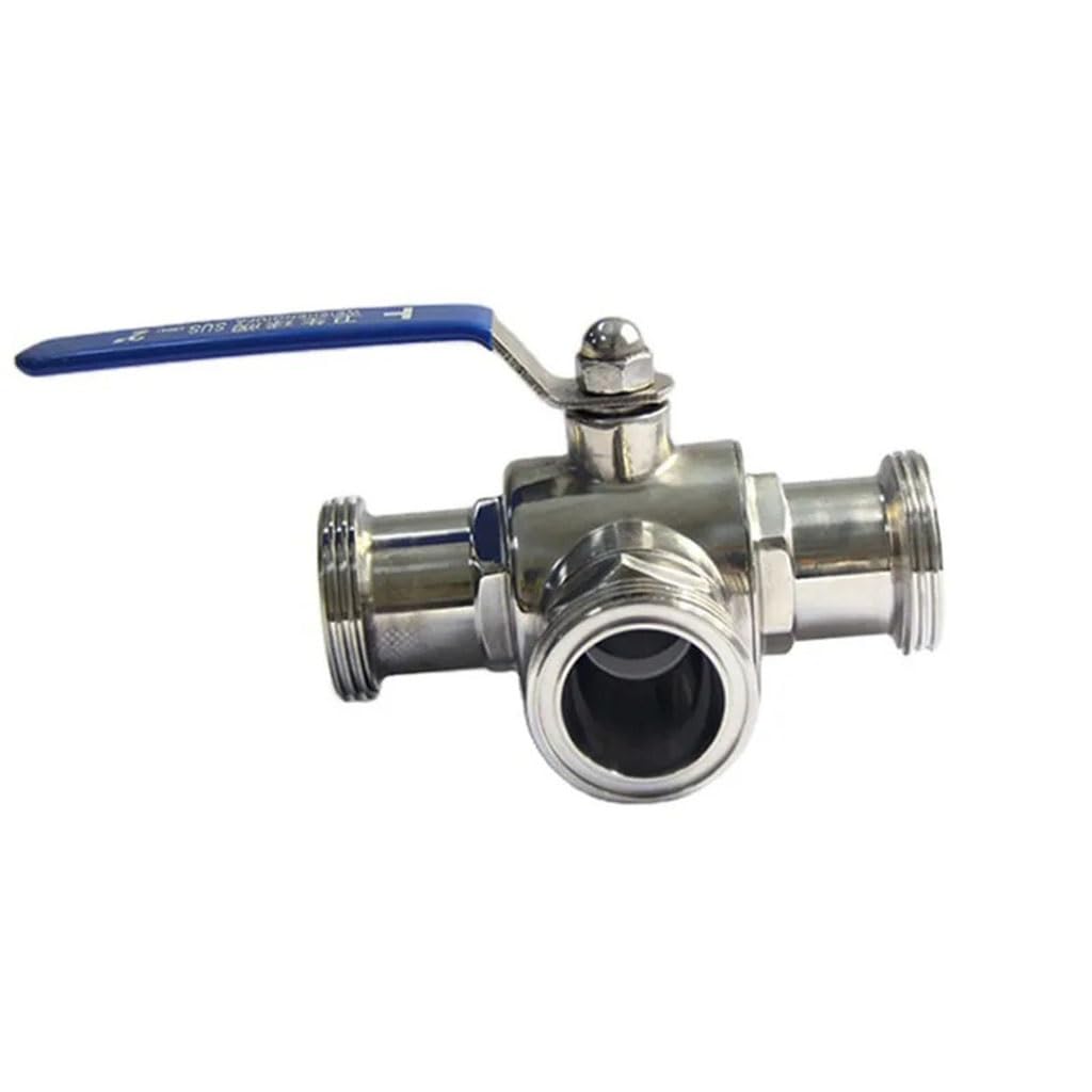 valvola a sfera, valvola a sfera in acciaio inox, Valvola a sfera a 3 vie in acciaio inossidabile SS304, valvola a sfera a forma di T con filettatura esterna di grado sanitario for produzione di birra