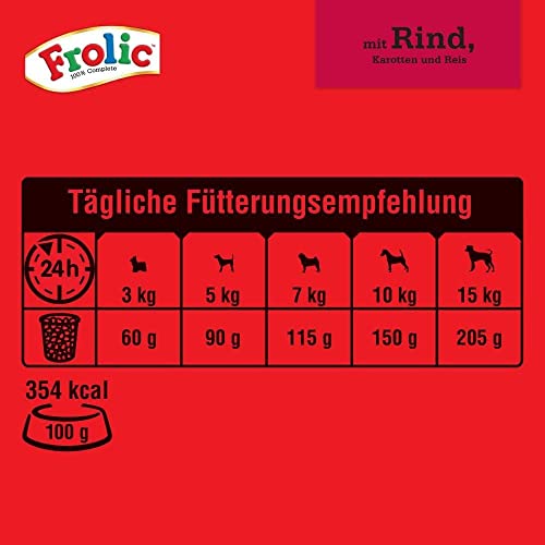 Frolic Hundefutter - Trockenfutter für kleine Hunde mit Rind, Karotten und Reis - Leckere saftige Ringos - Beutel (6 x 1kg)