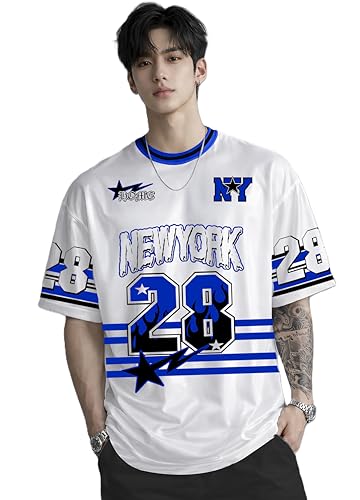 Image of Men's Polyester Oversize Printed T-Shirt, Color Block, Round Neck, Regular Fit, Urban Streetwear Theme
