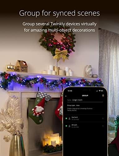 Twinkly Pre-Lit Garland  App-controlled LED Artificial Christmas Garland with 50 RGB+W (16 Million Colors + Warm White) LEDs. 2.7 Meters. Green Wire. Indoor Smart Christmas Lighting Decoration