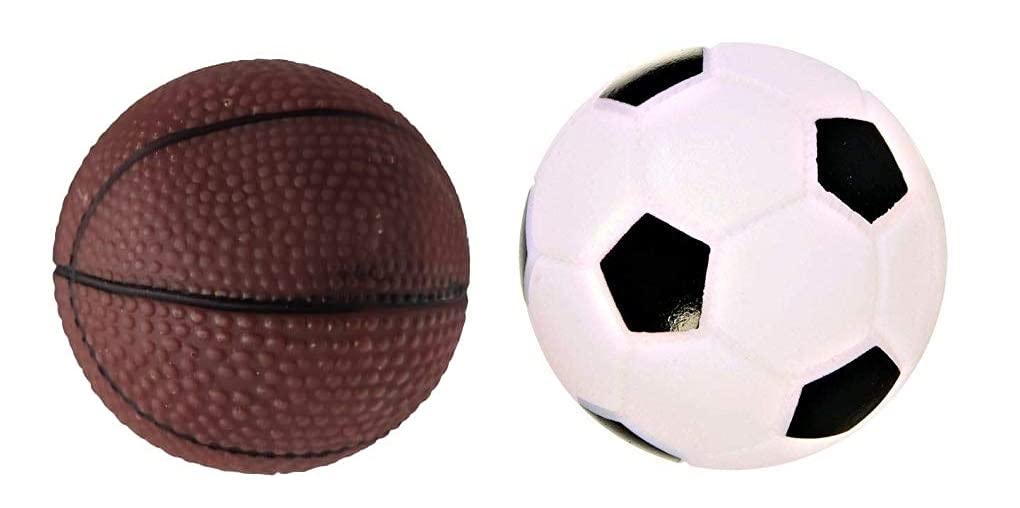 RvPaws Natural Rubber Vinyl Squeaky Toy for Small Puppy/Dogs - 1 Basket Ball + 1 Foot Ball (Set of 2, Color May Vary) (B09J2B7Q83) Amazon Price History, Amazon Price Tracker
