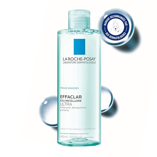 La Roche-Posay - Eau Micellaire Ultra - Nettoie, Démaquille et Purifie - Enrichi en Eau Thermale et Glycérine - Visage et Yeux Sensibles - Peaux Grasses et Sensibles - Sans Rinçage - Sans Alcool