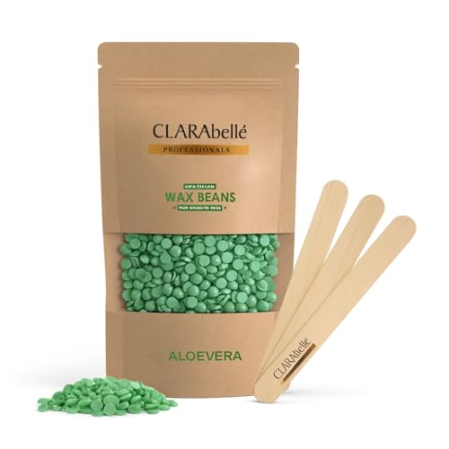 Image of Clarabelle Aloe Vera Hard Wax Beans | Painless Stripless Hair Removal for Women & Men | For Bikini Line, Upper Lips, Arms, Legs, Underarms & Full Body | Soothes Sensitive Skin (100g)
