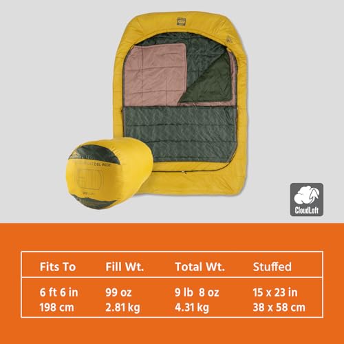 Image of Kelty Tru.Comfort Doublewide 20 Degree Sleeping Bag - Two Person Synthetic Camping Sleeping Bag for Couples & Family Camping | Wider Than a Queen Sized Bed, Removable Top Layer, 2 Built-in Blankets, Oversized Hood, Recycled Fabrics and Synthetic Fill