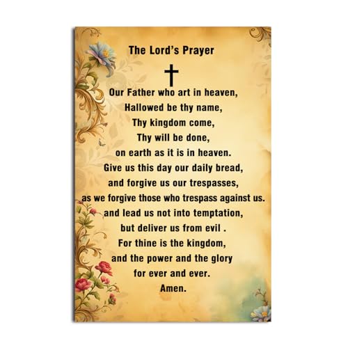 Our Father Prayer Wall Decor 16x12 The Lords Prayer Wall Art Christian Decor Inspirational Bible Verse Print Vintage Faith-Based Gift for Home Church and Office 12x16inch Unframed