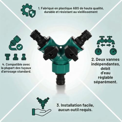 2 Pièces Répartiteur de Tuyau 2 Voies, 6 Raccords de Tuyau (1/2 Pouce) – vue 5