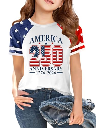 Image of Ithalt Boys Girls USA Shirts Kids 4th of July Shirts American Flag Tshirt Patriotic Top Independence Day Outfit 5-13y