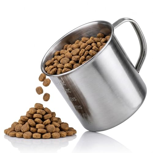Vaso medidor para alimentos de mascota 350 ml acero inoxidable miniatura 1
