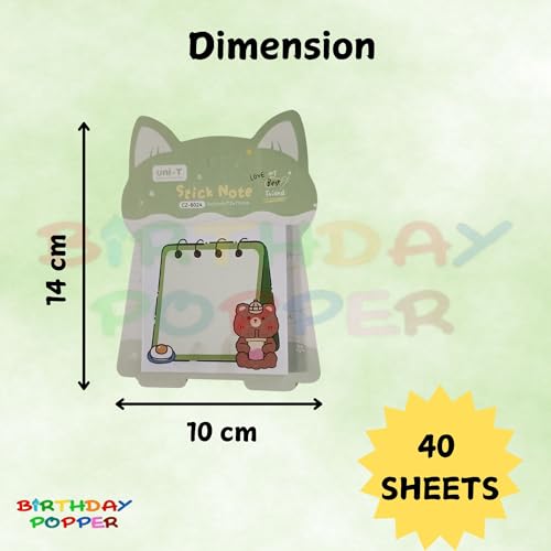 Image of Birthday Popper Sticky Pads | Set of 6 | Cute Rabbit Design Colorful Memo Pads & Notepad Stickers | Ideal for Schools, Offices, Colleges, Birthday Return Gifts for Kids of All Ages