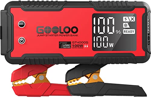 GOOLOO GT4000S 4000A 12V Supersafe Lithium-Accu Auto Starthulp Pack,Jumpstarter,100W 2-wegs snel...
