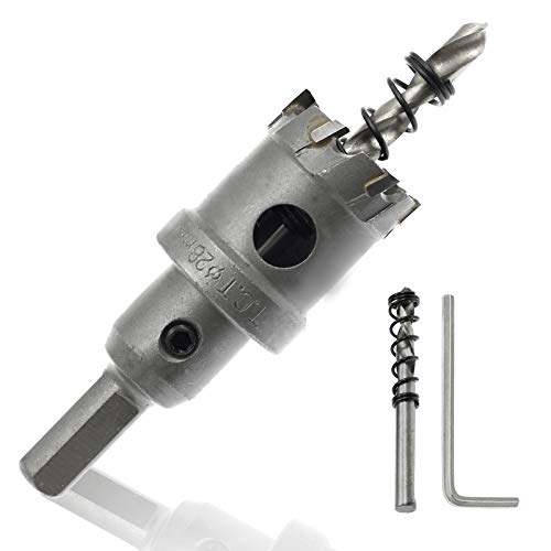 Hordion 1.1inch/28mm Carbide Hole Saw Cutter Drill Bit Tooth Tipped TCT Hole Cutter for Stainless Steel Sheet Metal Sheet Plastic FRP Board