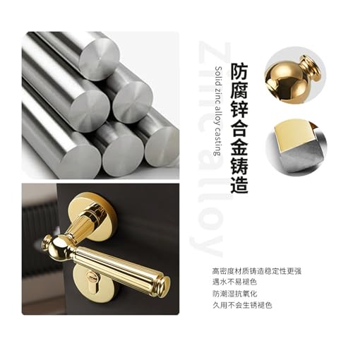 Cerradura de puerta interior silenciosa cromo brillante tipo D para dormitorio elegante 5