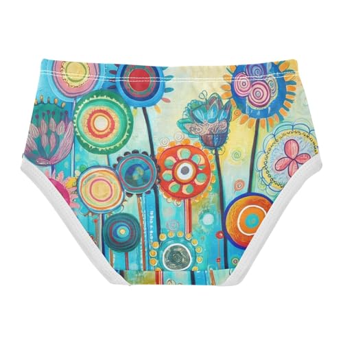 Toddler Girls Underwear 2t Cotton Panties for Girl Durable Briefs Girls Undies Vibrant Colorful Dandelion Floral2