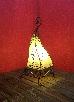 Orientalische Tischlampe Marrakesch 50cm Lederlampe Hennalampe Lampe | Marokkanische kleine Tischlampen aus Metall… – Bild 3