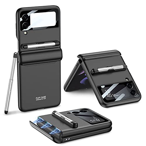 Coque Samsung Galaxy Z Flip 3 5G noire magnétique antichoc avec protège-objectif en verre et stylet