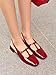 Coutgo Womens Mary Jane Slingback Low Heels T Strap Chunky Heel Closed Toe Pumps Wedding Party Dress Shoes, Red, Size 6.5