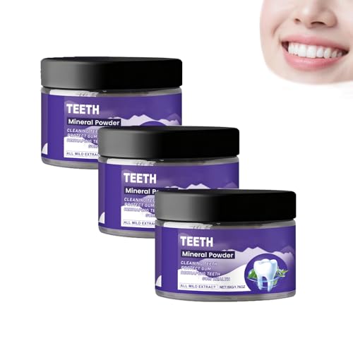 ZLHHRZJX - Lot de 3 poudres dentaires violettes - Poudre minérale de réparation dentaire - Dentifrice pour des dents plus blanches - Pas de sensibilité - Élimine les taches et protège l'émail des dents - Réduit