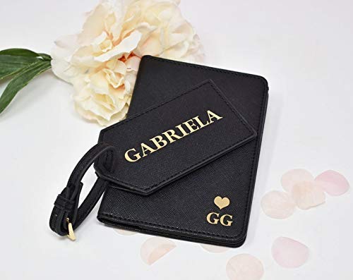 personalised passport holder and luggage tag gift set