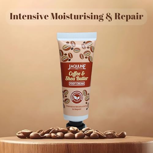 Image of JAQULINE USA Coffee & Shea Butter Foot Cream | Intensive Moisturization, Heals Cracked Heels, Softens & Hydrates Feet - 30g