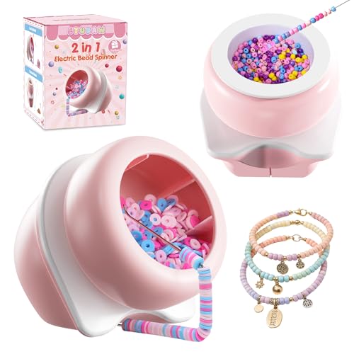 ETUDAW Electric Bead Spinner Tools 2 in 1 Rechargeable Clay Bead Kit and Cordless Seed Bead Spinner for Jewelry Making Automatic Bracelet Maker Machine DIY Arts and Crafts Holiday Birthday Gifts