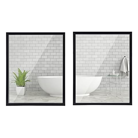 CRUGLA 2 Packs 18x24 Rectangle Wall Mirrors Black Hanging Full Length Body Vanity Mirror for Bathroom, Living Room, Bedroom Cover