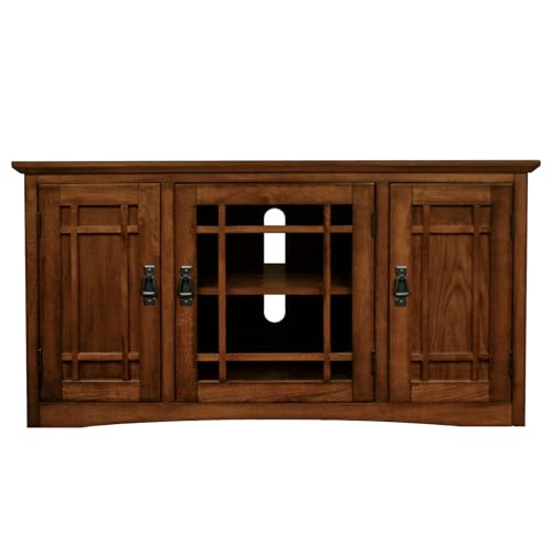 Leick Home 82385 Solid Wood Mission Corner TV Stand for 50" TVs, Living Room Entertainment Center with Three Doors and Storage Shelves, Mission Oak - Image 5