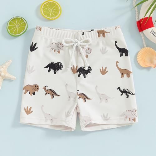 Acrawnni Little Boys Swim Shorts Trunks Toddler Swim Shorts Little Boys Bathing Suit Swimsuit Baby Toddler Boy Swimwear (A-Ivory, 12-18 Months)