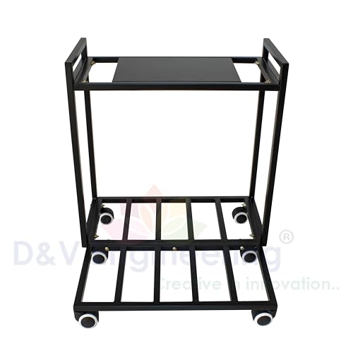 Image of D&V Engineering Metal 2-Tier UPS Stand for Battery and Inverter | Double Battery Stand with Rolling Caster Wheels | Max Weight 200 KG | Perfect for Home & Office Use