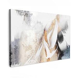 MuchoWow© Canvas Schilderij Groot 120×80 cm XXL Kamer Muur Decoratie Woonkamer Slaapkamer Room Decor Wall Decoration Art Painting Luxe – Abstract – Goud – Wit