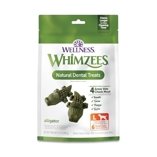 Whimzees Wellness Alligator Dog Dental Treats, Large Size, (6 Count)