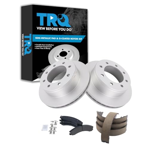 Image of TRQ Rear Brake Pad and Rotor Set Semi Metallic G Coated Rotors Compatible with 2009 GMC Savana 3500