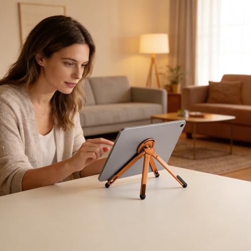 Image of 3-in-1 Portable Laptop Stand with Magnetic Phone Holder, Orange