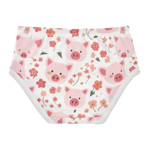 Wusikd Pig Face Girls' Underwear Cotton Pink Flowers Girls Briefs Soft Toddler Underwear 2T2