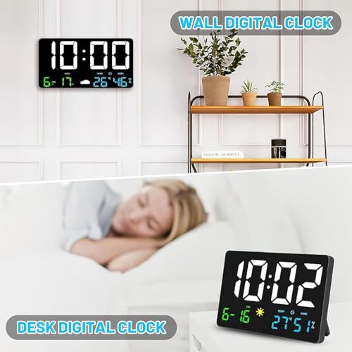 Image of HOME SKILL Alarm Clock for Heavy Sleepers Loud Clock for Adults, Table Clock with Backlight Alarm Clocks for Students Decoration Bedroom /Office (11 inch Weather Clock)