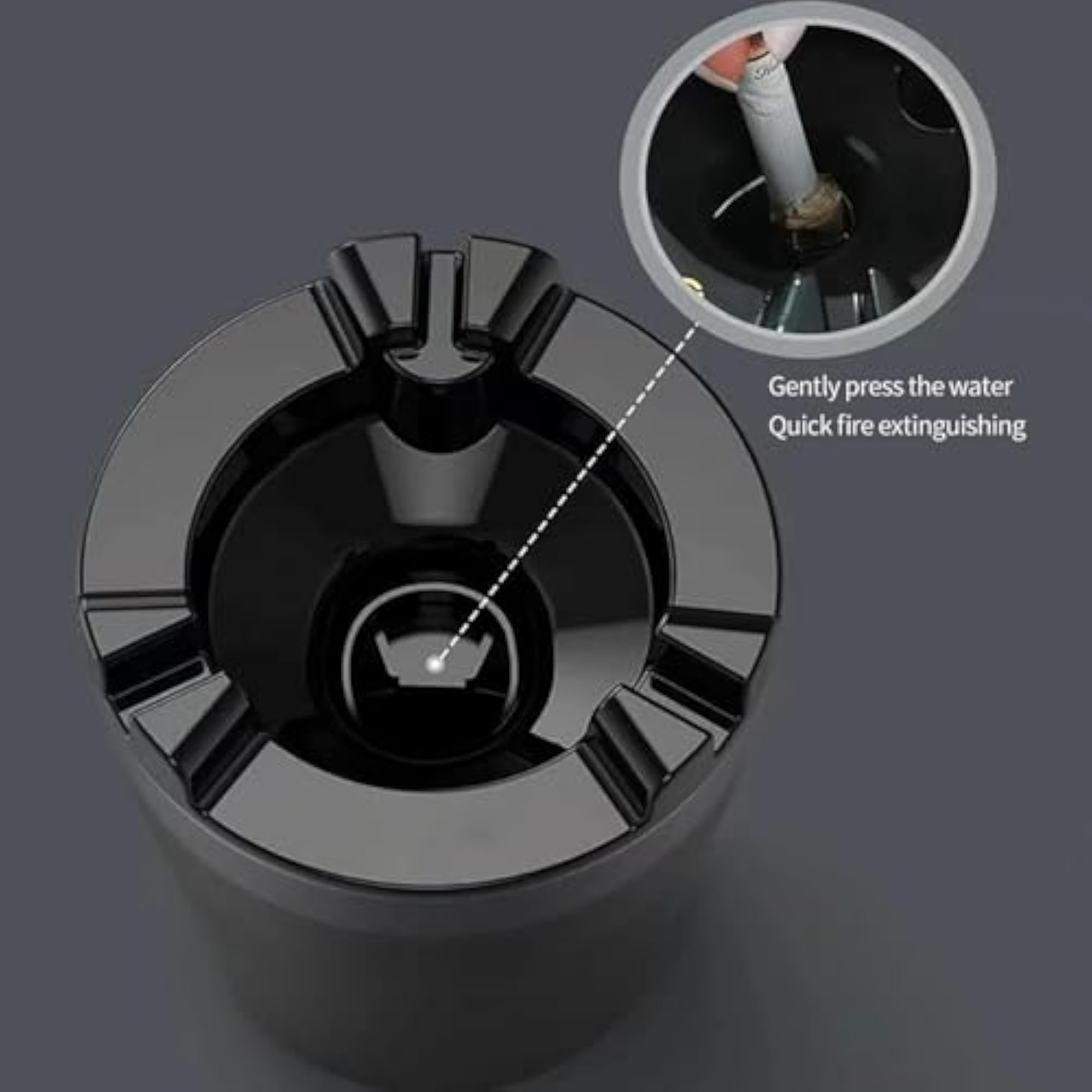 Car Ashtray with Water Tank, Smell Proof & Detachable Storage Box