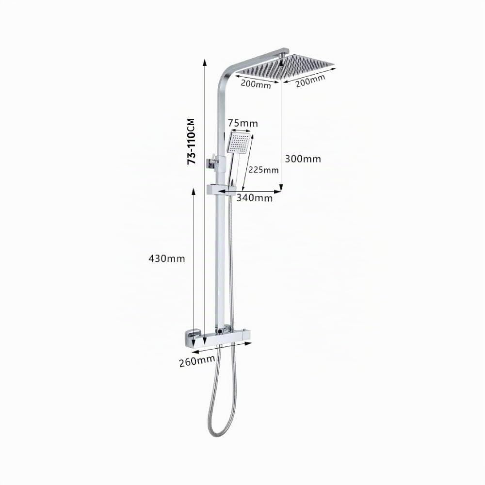 Colonne de Douche Thermostatique STANEW, Système de Douche Thermostatique 38°C,Acier Inoxydable, Douchette Flexible, Réglable en Hauteur