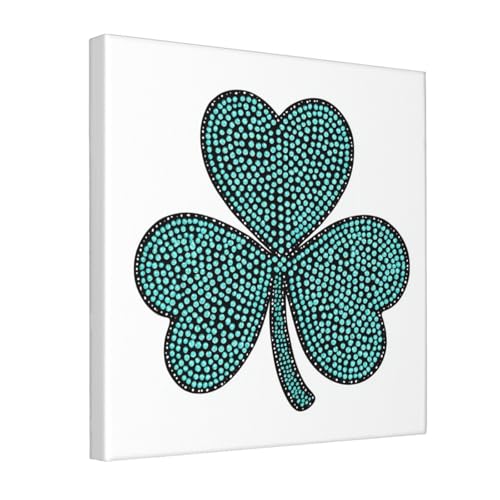 Lienzo decorativo para pared de trébol verde, cuadro enmarcado de 30x30 cm ideal para tu dormitorio