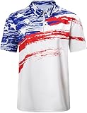 Men’s American Flag Polo Patriotic Shirt 4th of July USA Flag T-Shirt Independence Day Shirts Patriotic Tees Top Golf Tee