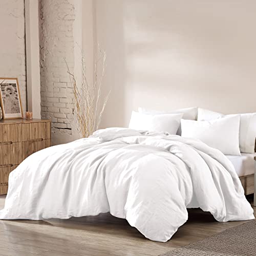 Riverbrook Home Washed Linen Comforter Set, King, Logan - White, 3 Piece Set